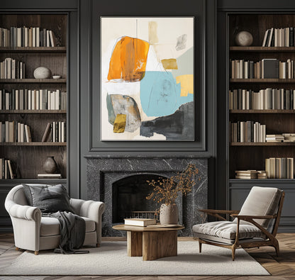 Original minimalist painting, beige abstract painting, large yellow abstract painting, black painting, light blue large wall canvas painting