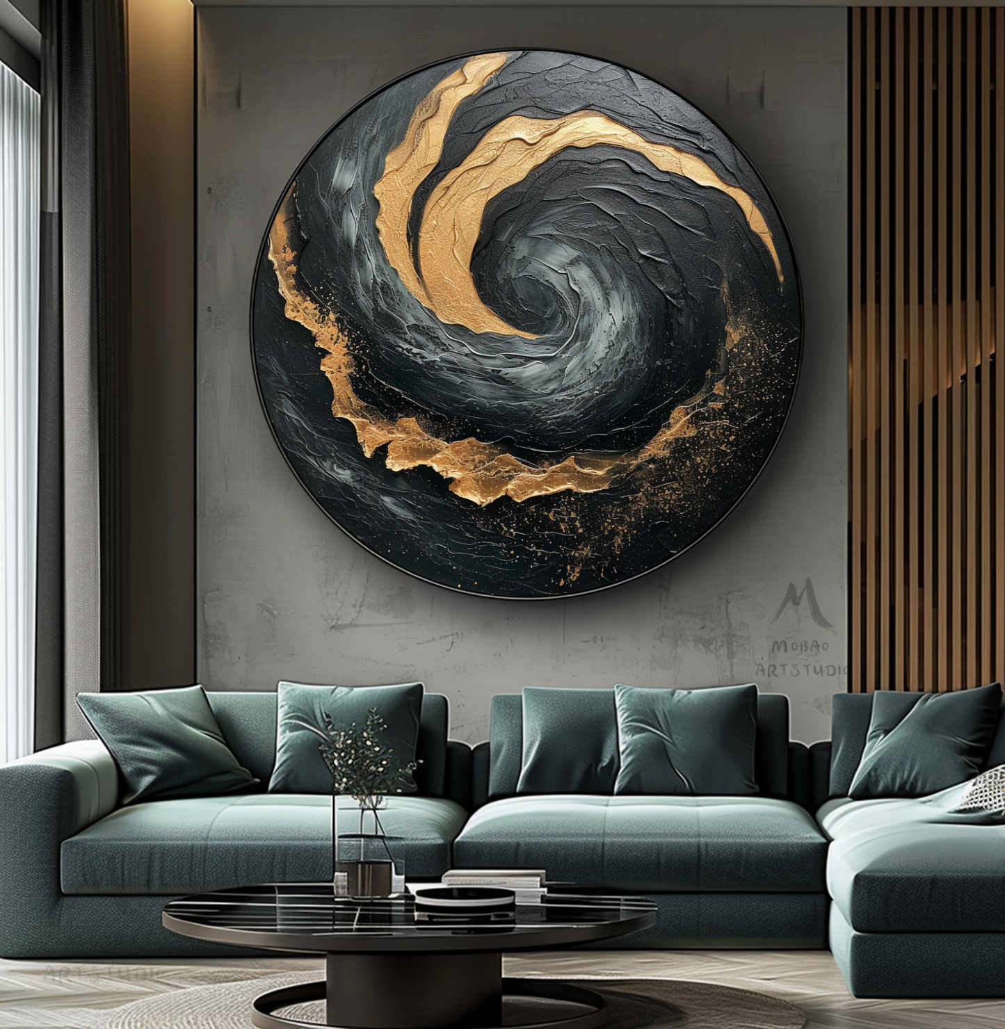Black Textured Wall Art Gold Abstract Art Circle Painting Beige Circle Abstract Painting Circle Beige Abstract Art