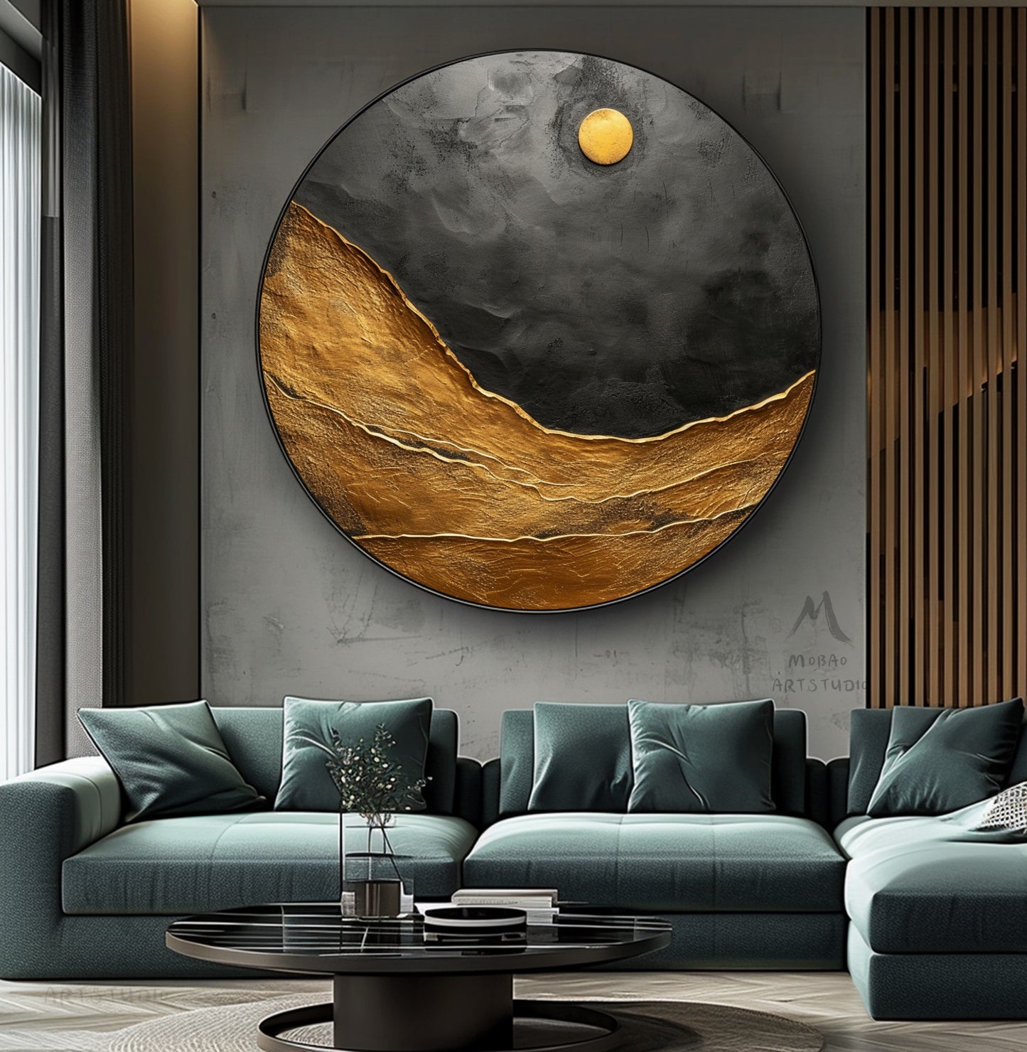 Gold Abstract Art Circle Painting Black Textured Wall Art Beige Circle Abstract Painting Circle Beige Abstract Art