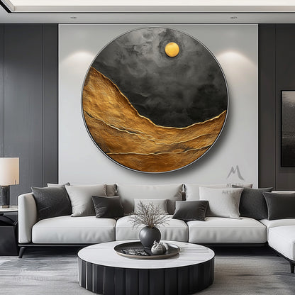 Gold Abstract Art Circle Painting Black Textured Wall Art Beige Circle Abstract Painting Circle Beige Abstract Art