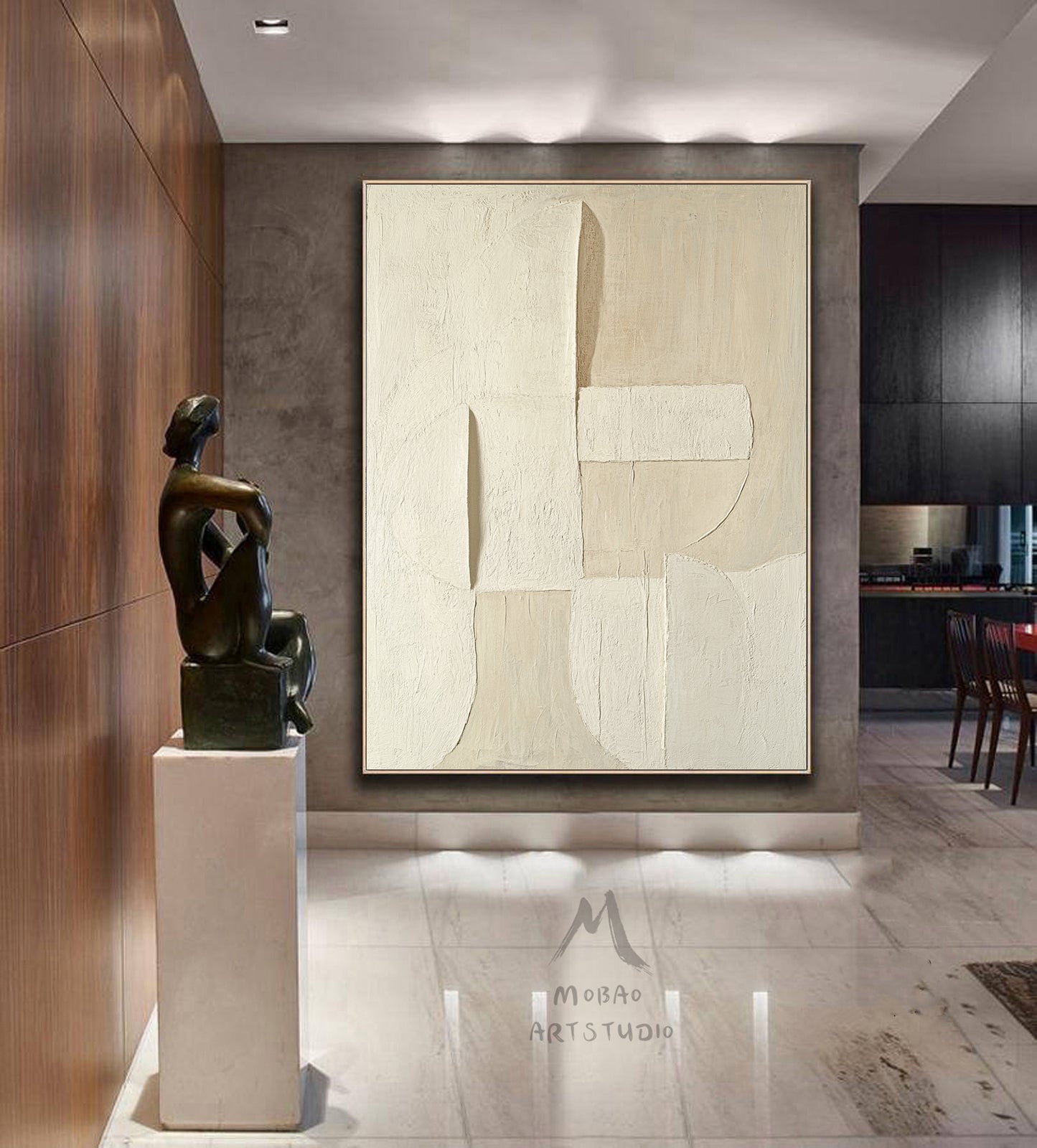 Beige minimalist canvas art, beige 3D texture art, bohemian wall art, brown abstract painting, harmonious wall art, beige wall art, minimalist art