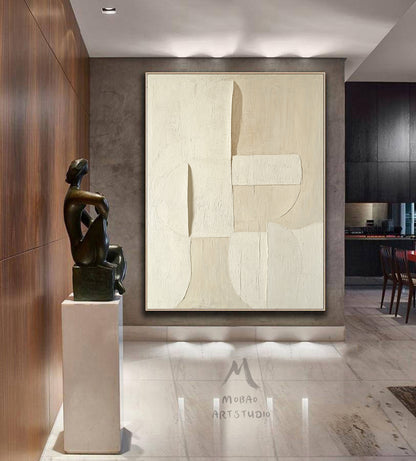 Beige minimalist canvas art, beige 3D texture art, bohemian wall art, brown abstract painting, harmonious wall art, beige wall art, minimalist art