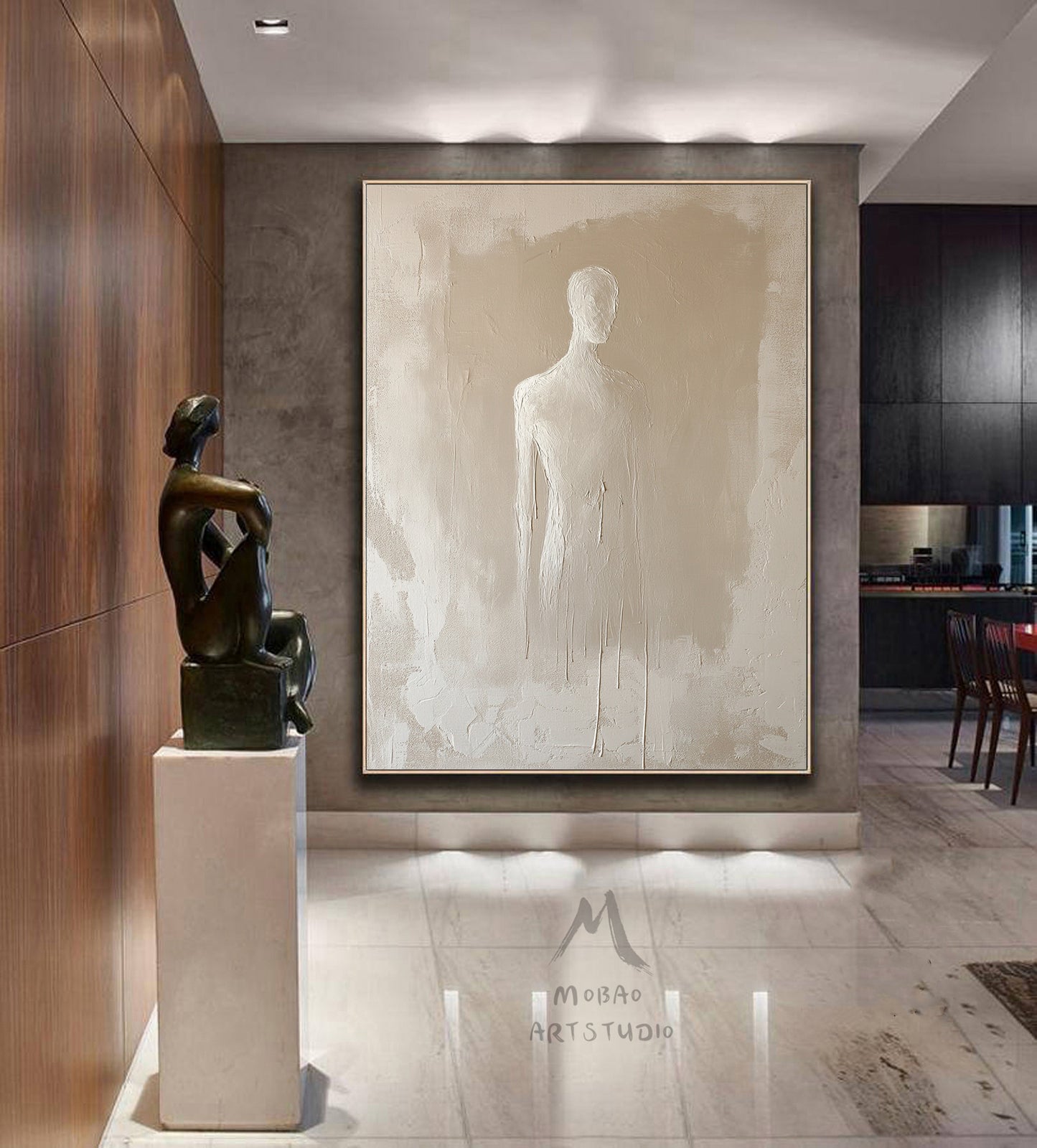 Beige minimalist canvas art, beige 3D texture art, bohemian wall art, brown abstract painting, harmonious wall art, beige wall art, minimalist art