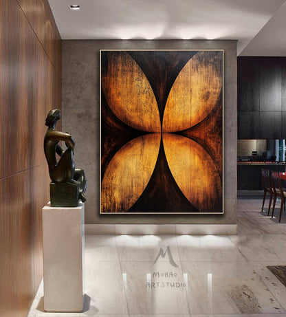 Golden 3D painting, golden texture painting, black abstract painting, black texture painting, golden modern abstract painting.
