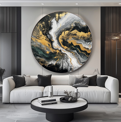 Black Textured Wall Art Gold Abstract Art Circle White Painting White Abstract Painting Circle Black Abstract Art