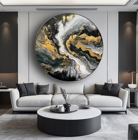 Black Textured Wall Art Gold Abstract Art Circle White Painting White Abstract Painting Circle Black Abstract Art