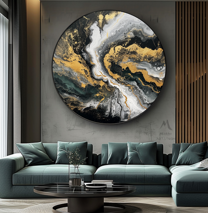 Black Textured Wall Art Gold Abstract Art Circle White Painting White Abstract Painting Circle Black Abstract Art