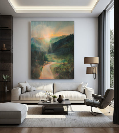 Large Abstract Painting,Green Painting Gold Painting Original Color Large Texture Abstract Painting,Large Wall Canvas Painting Sofa Wall Art