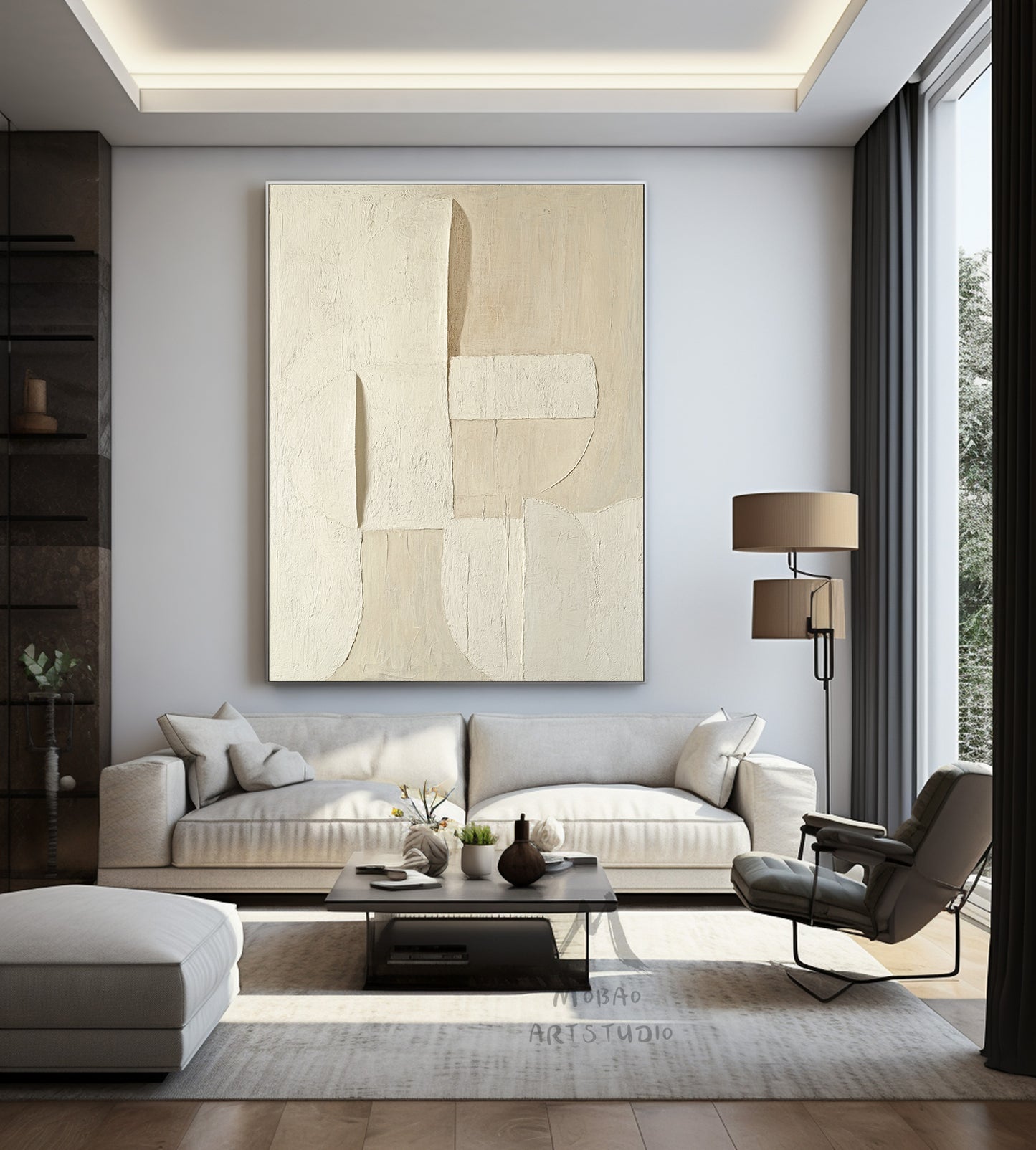 Beige minimalist canvas art, beige 3D texture art, bohemian wall art, brown abstract painting, harmonious wall art, beige wall art, minimalist art