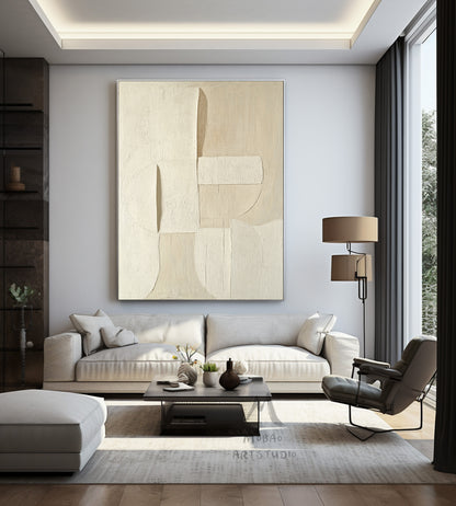 Beige minimalist canvas art, beige 3D texture art, bohemian wall art, brown abstract painting, harmonious wall art, beige wall art, minimalist art