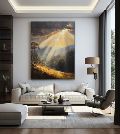 Green 3D painting set, gold abstract painting, green texture wall art painting. Landscape abstract painting set, brown wall art painting.