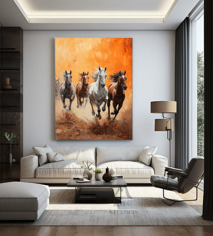 Horse art poster - white horse - realistic animal painting - brown horse suitable for living room, equestrian room decoration, or as a gift. Islamic Mother Power