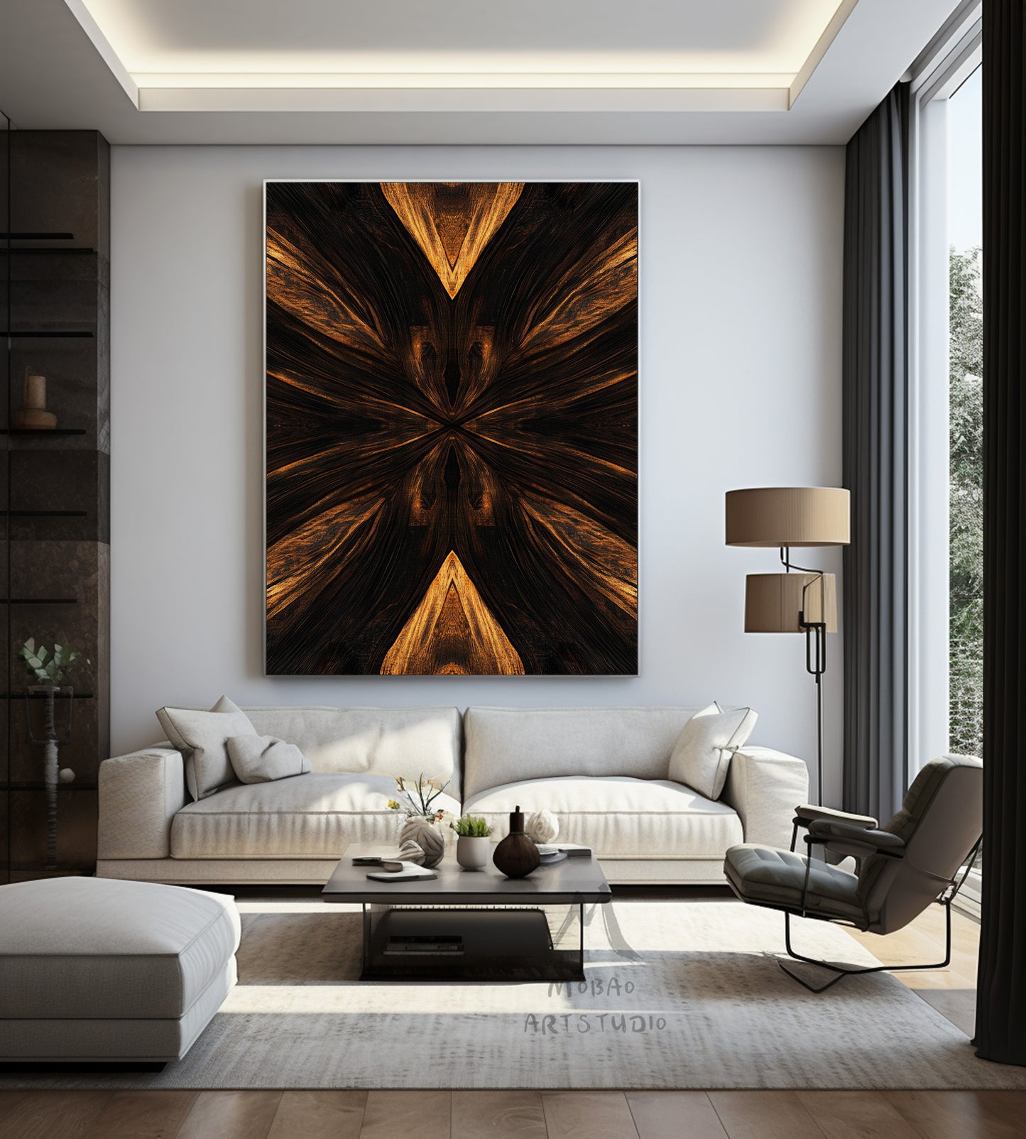 Golden 3D painting, golden texture painting, black abstract painting, black texture painting, golden modern abstract painting.