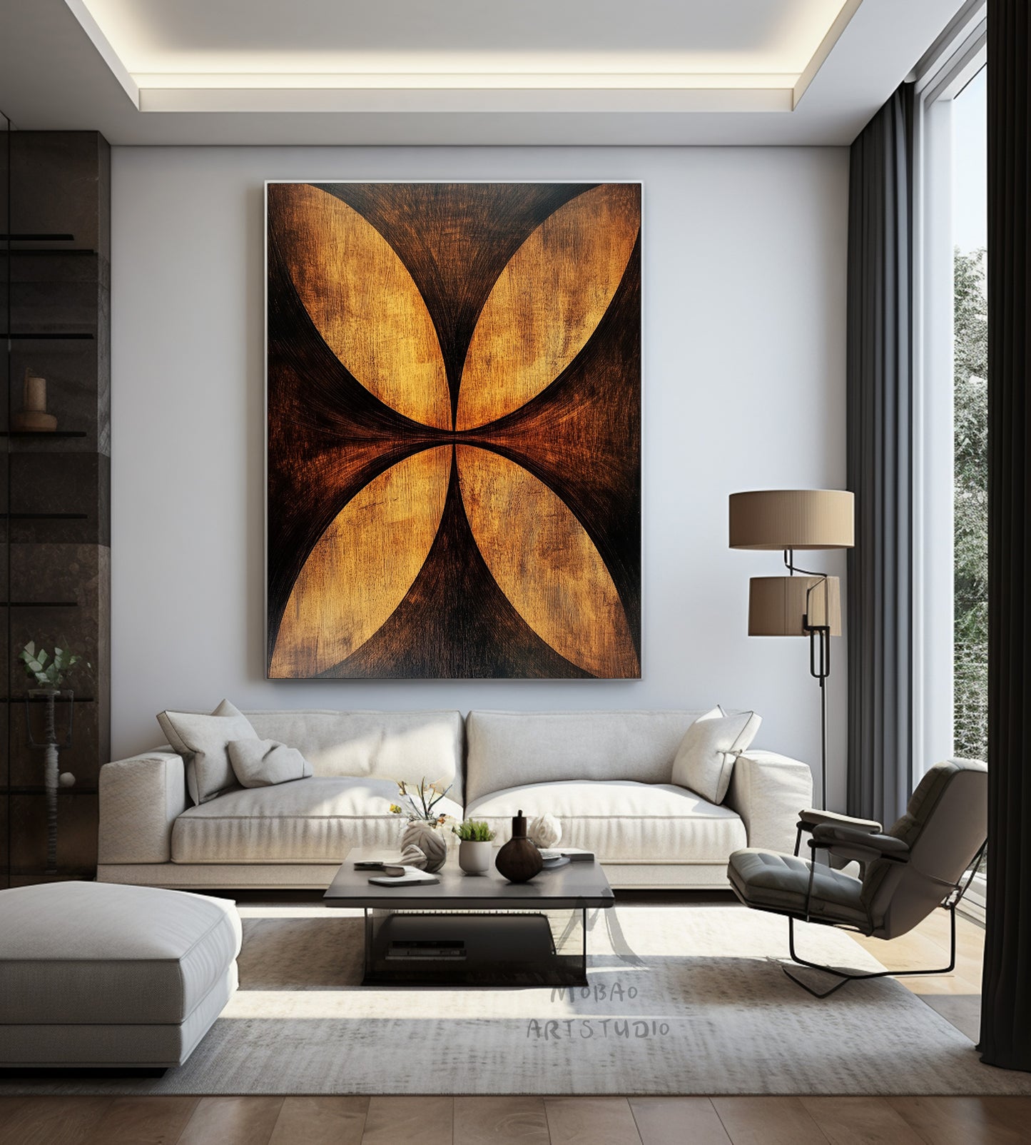 Golden 3D painting, golden texture painting, black abstract painting, black texture painting, golden modern abstract painting.