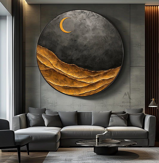 Circle Painting Gold Abstract Art Beige Textured Wall Art Beige Circle Abstract Painting Circle Beige Abstract Art Circle Beige Artwork