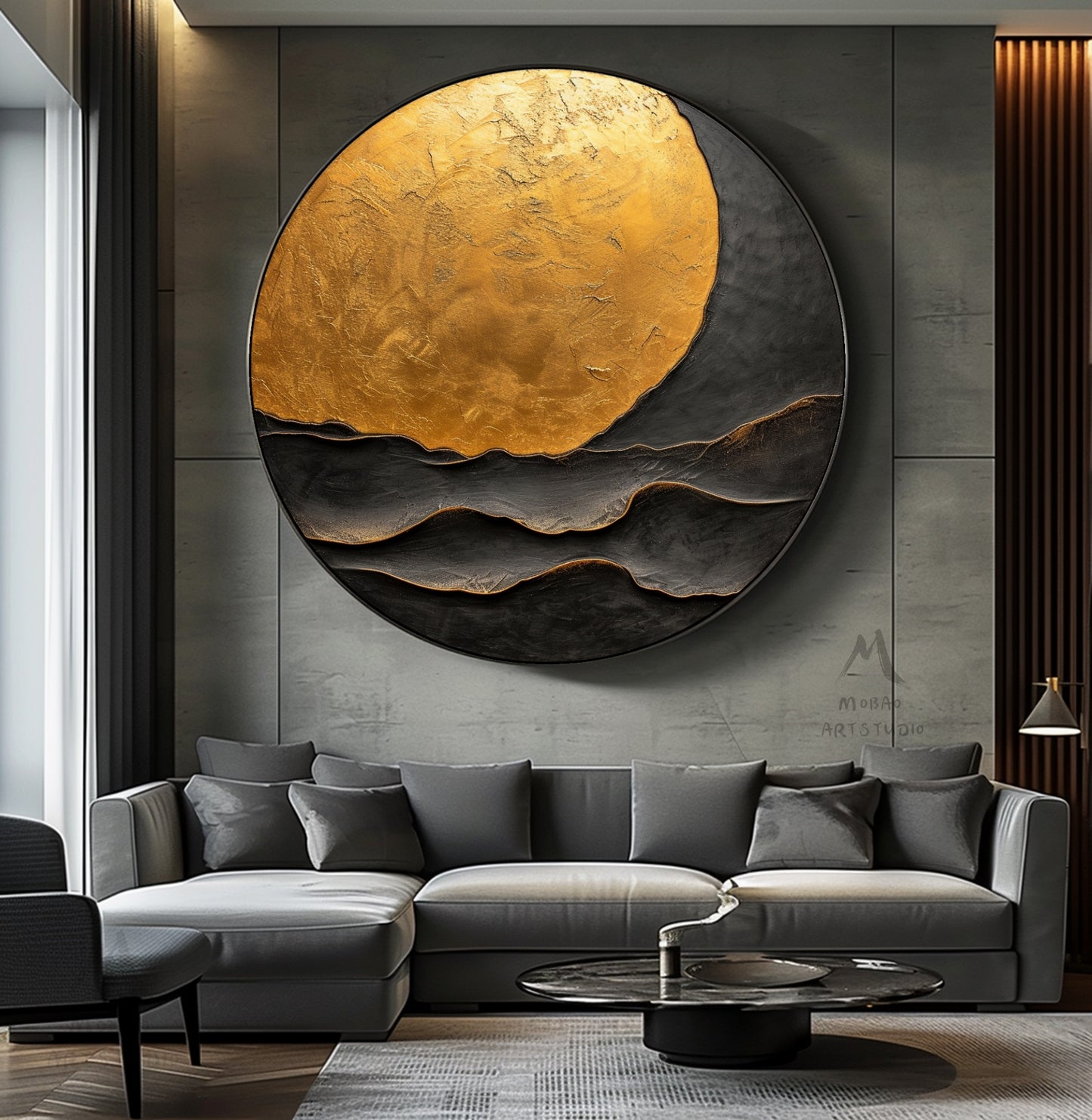 Gold Abstract Art Circle Painting Beige Textured Wall Art Beige Circle Abstract Painting Circle Beige Abstract Art Circle