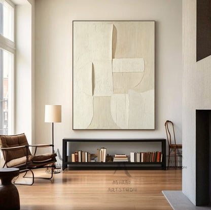 Beige minimalist canvas art, beige 3D texture art, bohemian wall art, brown abstract painting, harmonious wall art, beige wall art, minimalist art