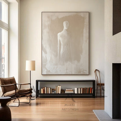 Beige minimalist canvas art, beige 3D texture art, bohemian wall art, brown abstract painting, harmonious wall art, beige wall art, minimalist art