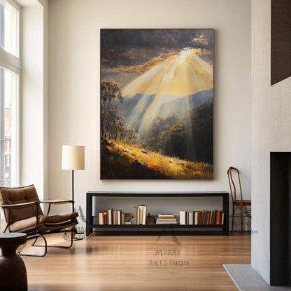 Green 3D painting set, gold abstract painting, green texture wall art painting. Landscape abstract painting set, brown wall art painting.