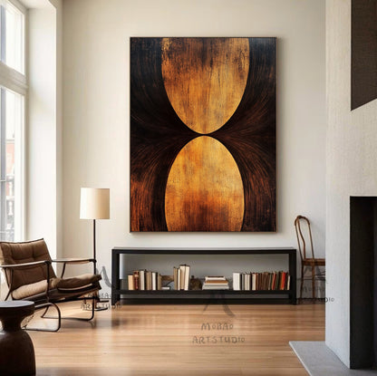 Golden 3D painting, golden texture painting, black abstract painting, black texture painting, golden modern abstract painting.