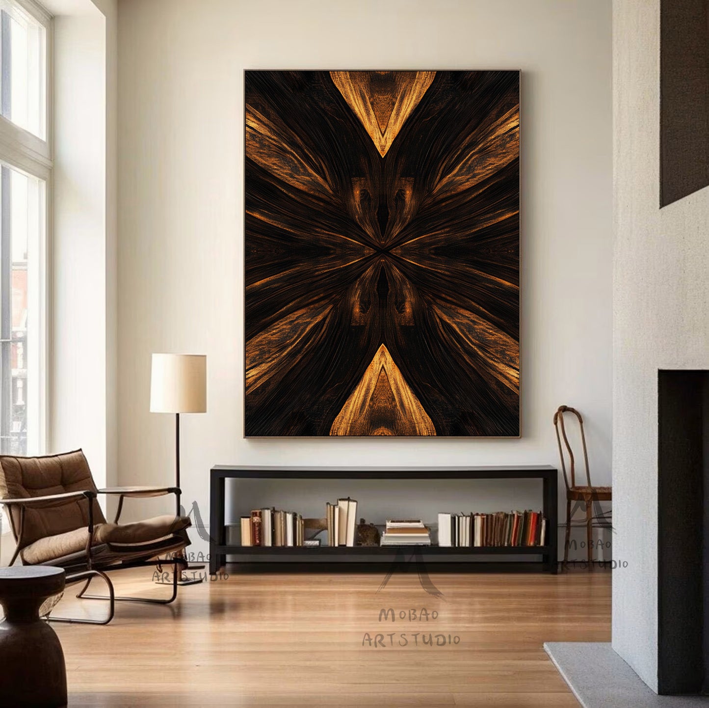Golden 3D painting, golden texture painting, black abstract painting, black texture painting, golden modern abstract painting.