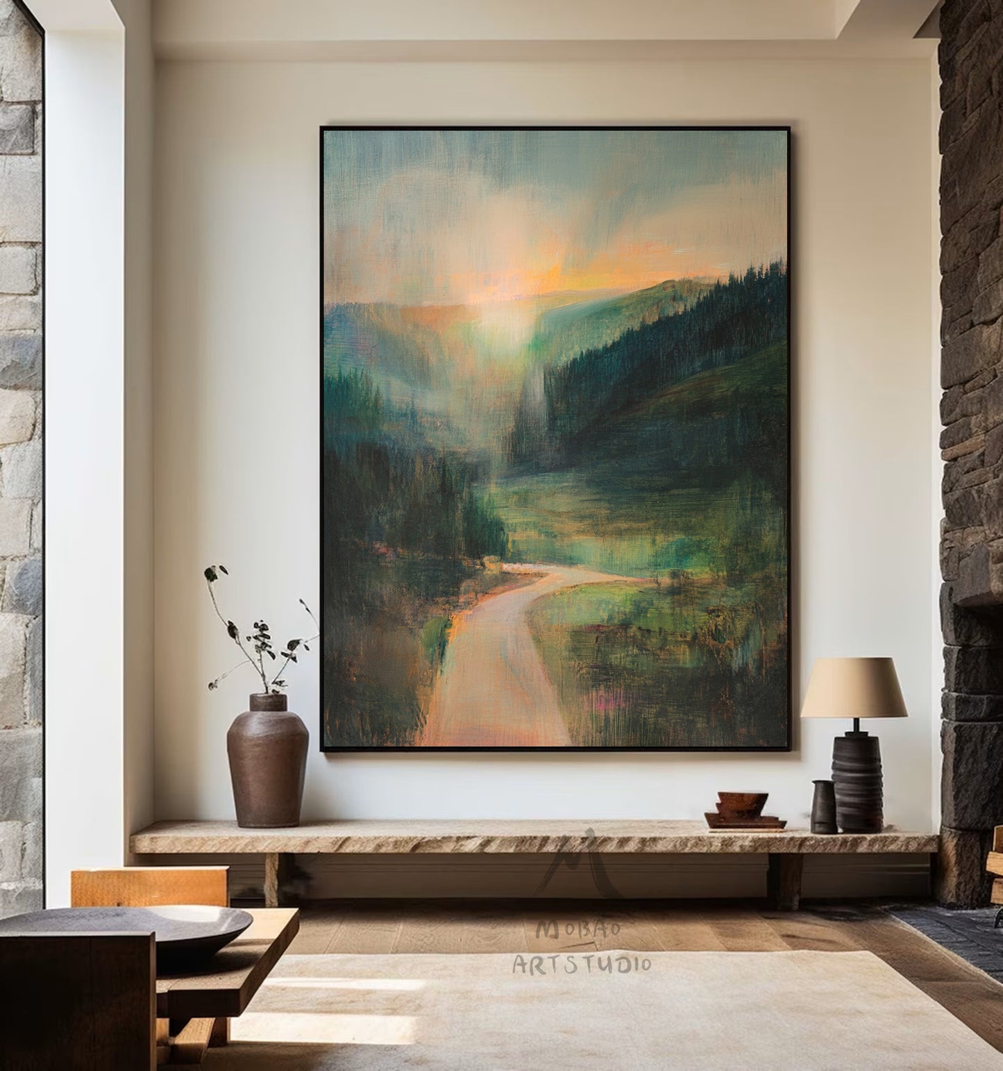 Large Abstract Painting,Green Painting Gold Painting Original Color Large Texture Abstract Painting,Large Wall Canvas Painting Sofa Wall Art