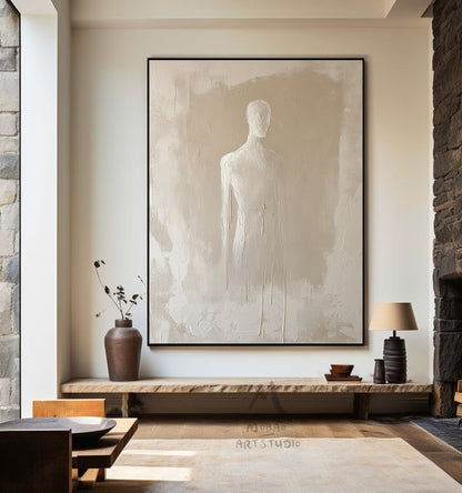 Beige minimalist canvas art, beige 3D texture art, bohemian wall art, brown abstract painting, harmonious wall art, beige wall art, minimalist art