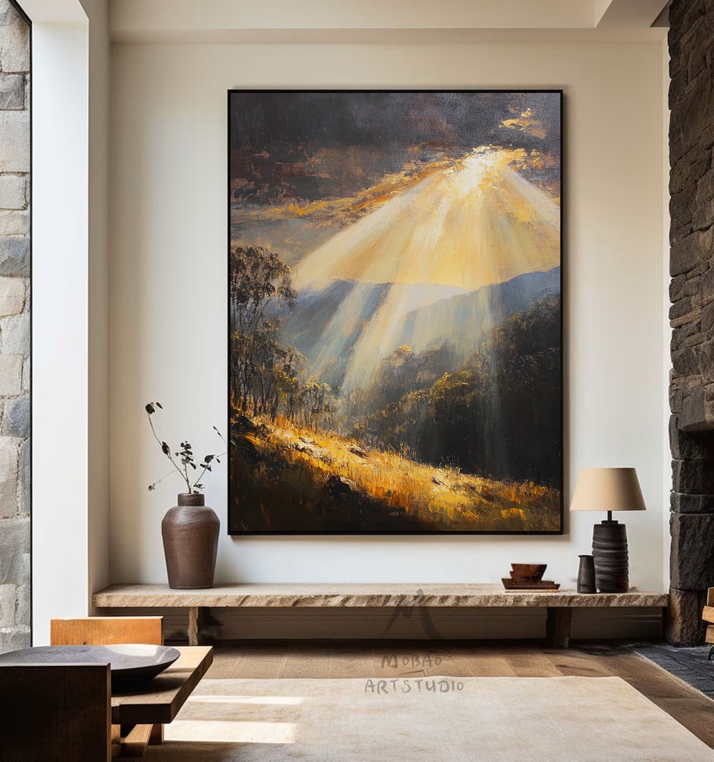 Green 3D painting set, gold abstract painting, green texture wall art painting. Landscape abstract painting set, brown wall art painting.