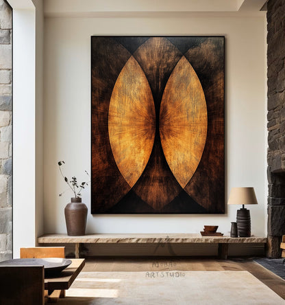 Golden 3D painting, golden texture painting, black abstract painting, black texture painting, golden modern abstract painting.