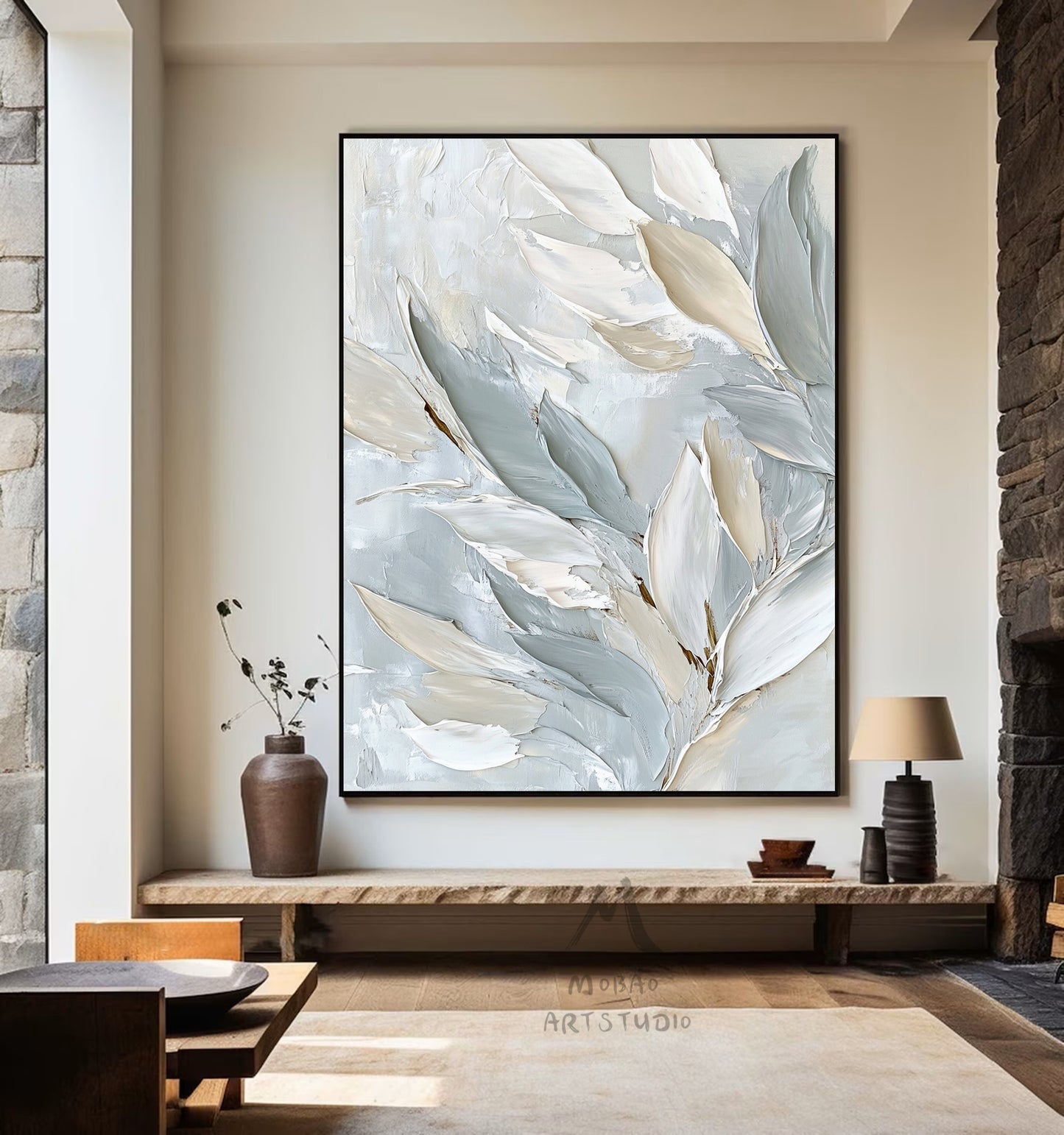Neutral texture painting, primary gray abstract painting, gold, 3D texture art, white minimalist wall art, large-size abstract canvas art painting