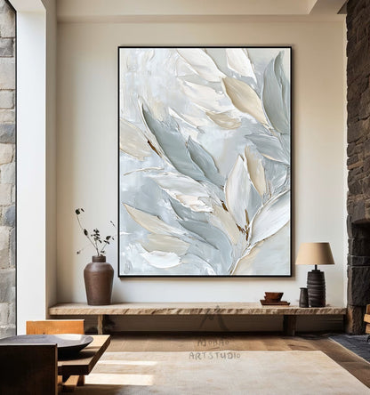 Neutral texture painting, primary gray abstract painting, gold, 3D texture art, white minimalist wall art, large-size abstract canvas art painting