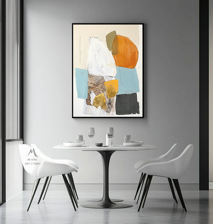 Original abstract painting, large beige abstract painting, orange minimalist painting, blue modern wall decoration painting, white abstract painting