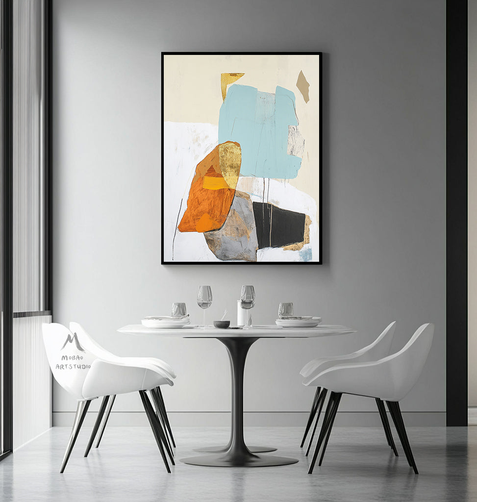 Original minimalist painting, beige abstract painting, large yellow abstract painting, black painting, light blue large wall canvas painting