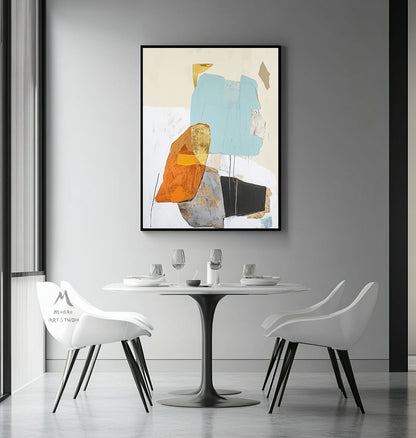 Original minimalist painting, beige abstract painting, large yellow abstract painting, black painting, light blue large wall canvas painting