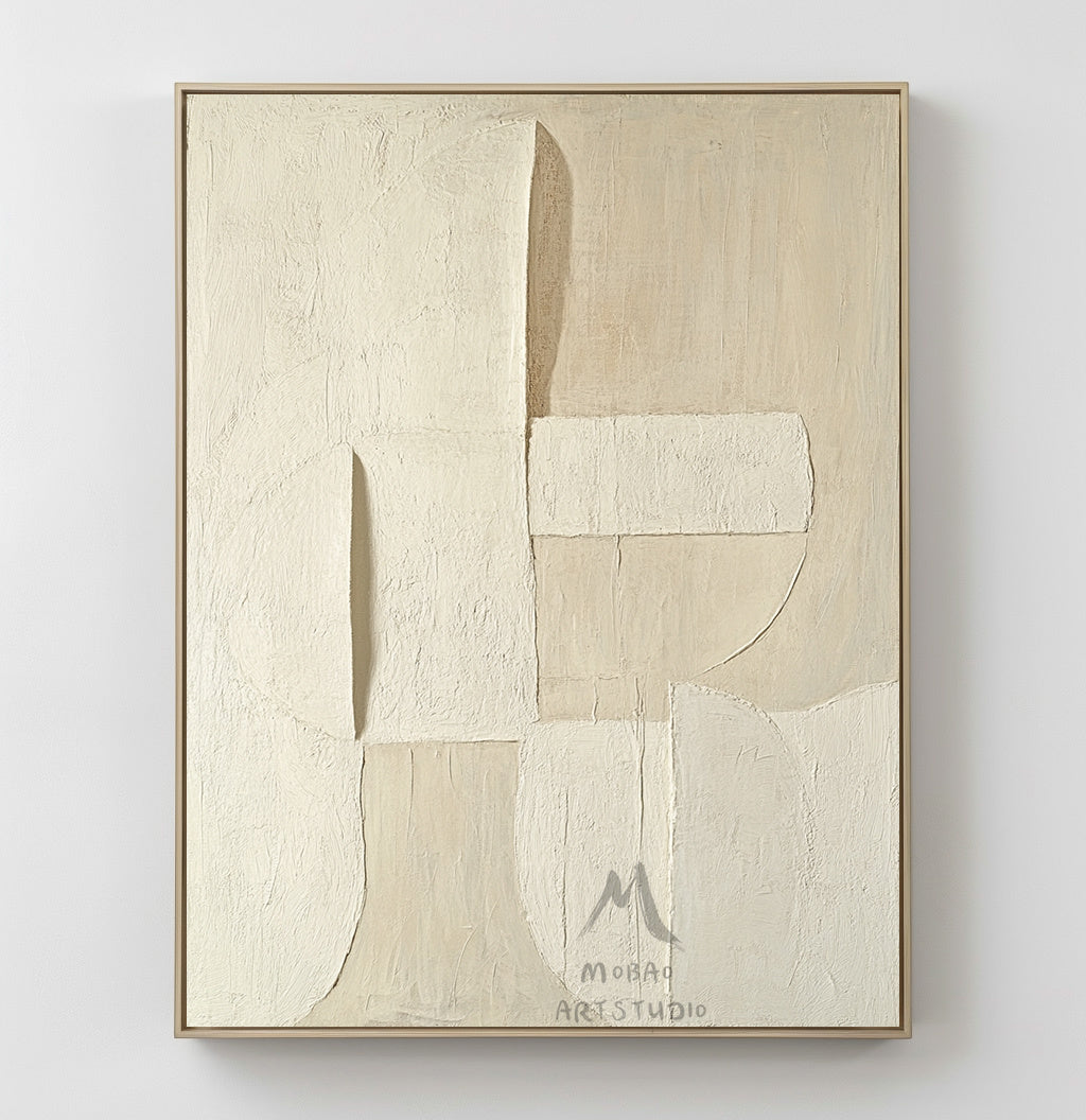 Beige minimalist canvas art, beige 3D texture art, bohemian wall art, brown abstract painting, harmonious wall art, beige wall art, minimalist art