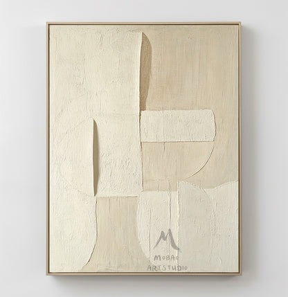 Beige minimalist canvas art, beige 3D texture art, bohemian wall art, brown abstract painting, harmonious wall art, beige wall art, minimalist art