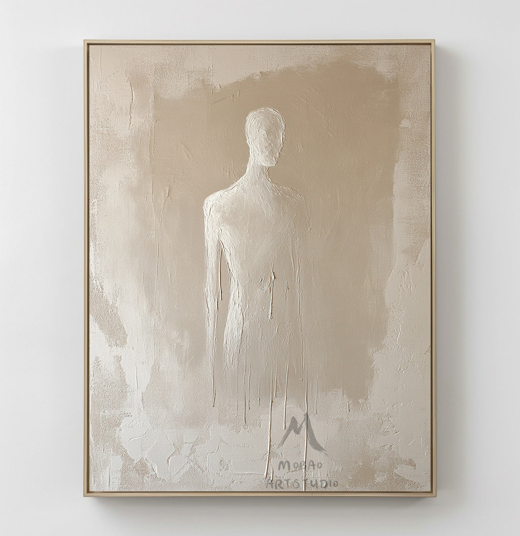 Beige minimalist canvas art, beige 3D texture art, bohemian wall art, brown abstract painting, harmonious wall art, beige wall art, minimalist art