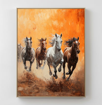Horse art poster - white horse - realistic animal painting - brown horse suitable for living room, equestrian room decoration, or as a gift. Islamic Mother Power