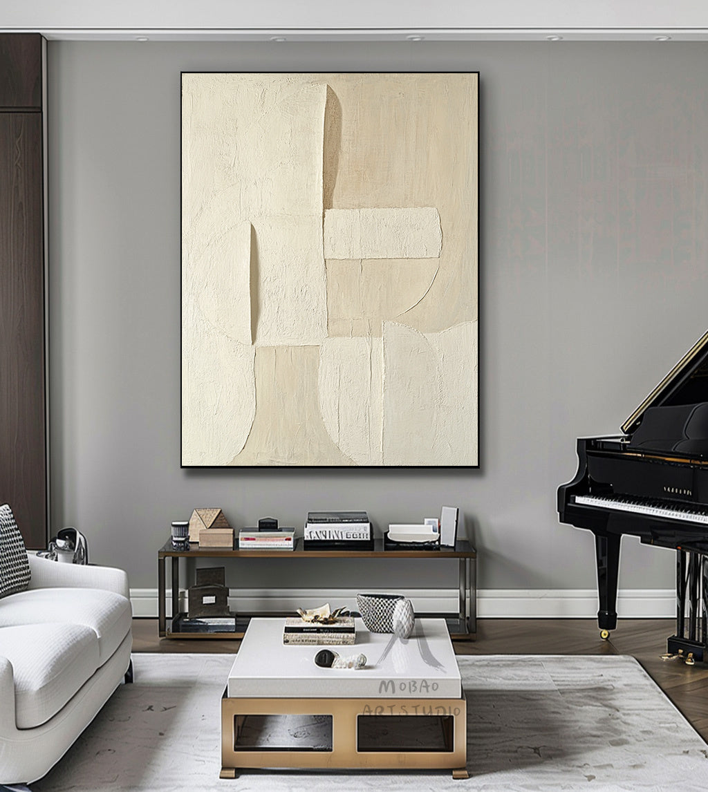Beige minimalist canvas art, beige 3D texture art, bohemian wall art, brown abstract painting, harmonious wall art, beige wall art, minimalist art