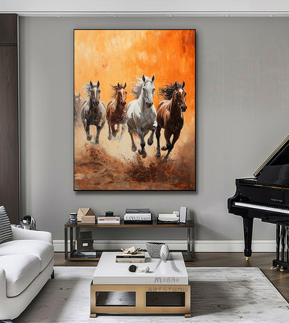 Horse art poster - white horse - realistic animal painting - brown horse suitable for living room, equestrian room decoration, or as a gift. Islamic Mother Power