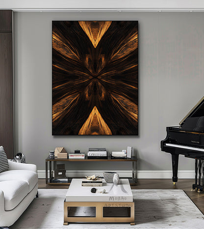 Golden 3D painting, golden texture painting, black abstract painting, black texture painting, golden modern abstract painting.
