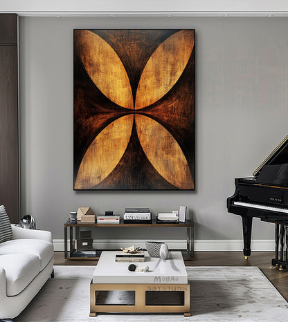 Golden 3D painting, golden texture painting, black abstract painting, black texture painting, golden modern abstract painting.