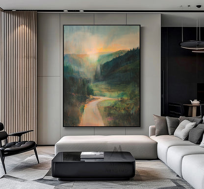 Large Abstract Painting,Green Painting Gold Painting Original Color Large Texture Abstract Painting,Large Wall Canvas Painting Sofa Wall Art