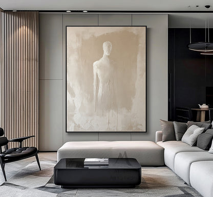 Beige minimalist canvas art, beige 3D texture art, bohemian wall art, brown abstract painting, harmonious wall art, beige wall art, minimalist art