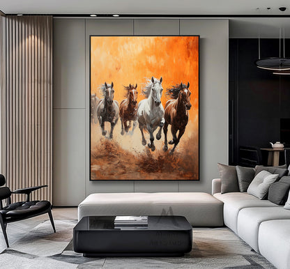 Horse art poster - white horse - realistic animal painting - brown horse suitable for living room, equestrian room decoration, or as a gift. Islamic Mother Power