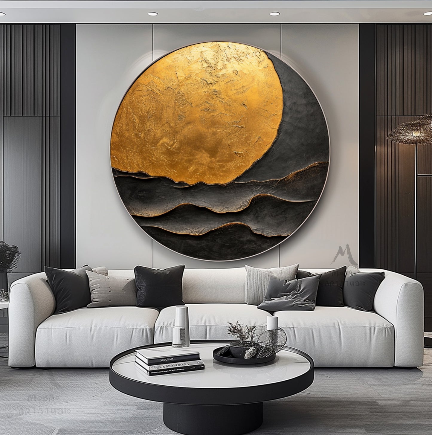 Gold Abstract Art Circle Painting Beige Textured Wall Art Beige Circle Abstract Painting Circle Beige Abstract Art Circle