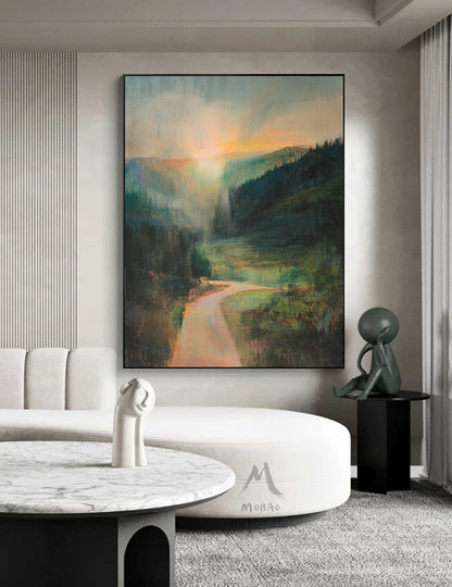 Large Abstract Painting,Green Painting Gold Painting Original Color Large Texture Abstract Painting,Large Wall Canvas Painting Sofa Wall Art