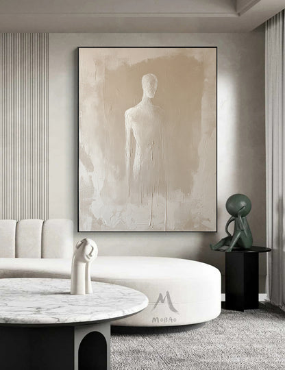 Beige minimalist canvas art, beige 3D texture art, bohemian wall art, brown abstract painting, harmonious wall art, beige wall art, minimalist art