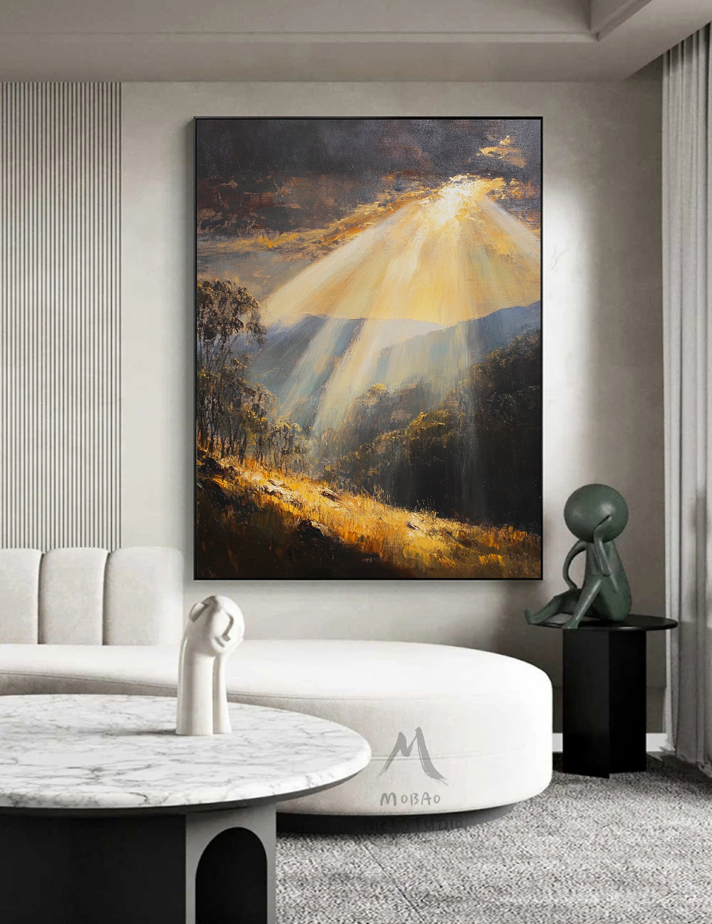 Green 3D painting set, gold abstract painting, green texture wall art painting. Landscape abstract painting set, brown wall art painting.