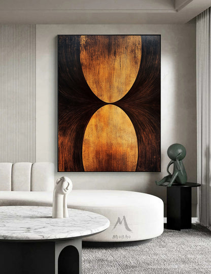 Golden 3D painting, golden texture painting, black abstract painting, black texture painting, golden modern abstract painting.
